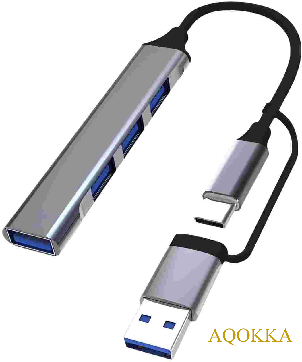 AQOKKA USB C Hub Multiport Adapter - 4 in 1 USB Hub with USB 3.0 and USB 2.0 Ports, USB C to USB Splitter for Laptop, Printer, Xbox, Flash Drive, iPad and iPone