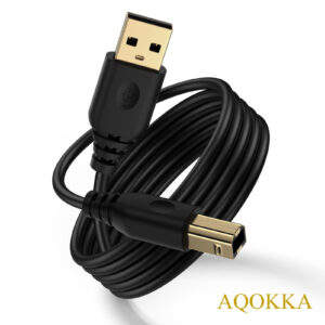 AQOKKA Computer USB Printer Cable 10FT USB A to USB B 2.0 Cable High Speed Printer Scanner Cord for HP Dell Canon Epson Brother Xerox Samsung,USB MIDI Cable for Yamaha Piano Keyboard,Type A to Type B Printer Cable