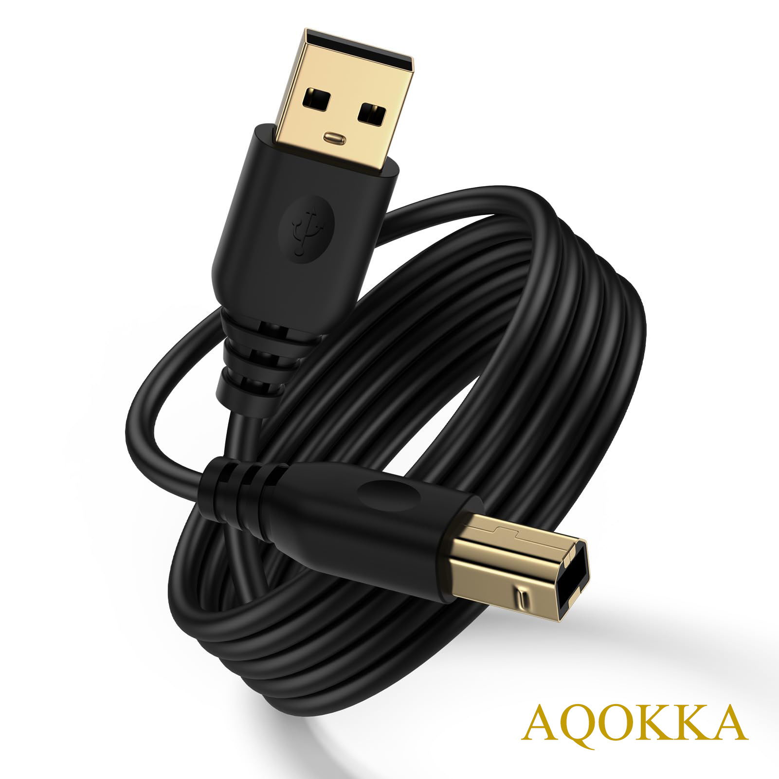 AQOKKA Computer USB Printer Cable 10FT USB A to USB B 2.0 Cable High Speed Printer Scanner Cord for HP Dell Canon Epson Brother Xerox Samsung,USB MIDI Cable for Yamaha Piano Keyboard,Type A to Type B Printer Cable