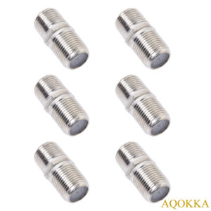 AQOKKA 6 Pack Coaxial Cable Connector, RG6 Coax Cable Extender F-Type Silver Plated Adapter Female to Female for TV Cables, Satellite Receiver, VCR and Cable Modem