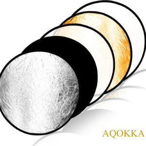 AQOKKA 31.5'' 80cm Photography Reflector Portable Shooting Reflected Light 5-in-1 Folding with Bag Photography Accessory for Studio or Outdoor, Translucent, Silver, Gold, White and Black
