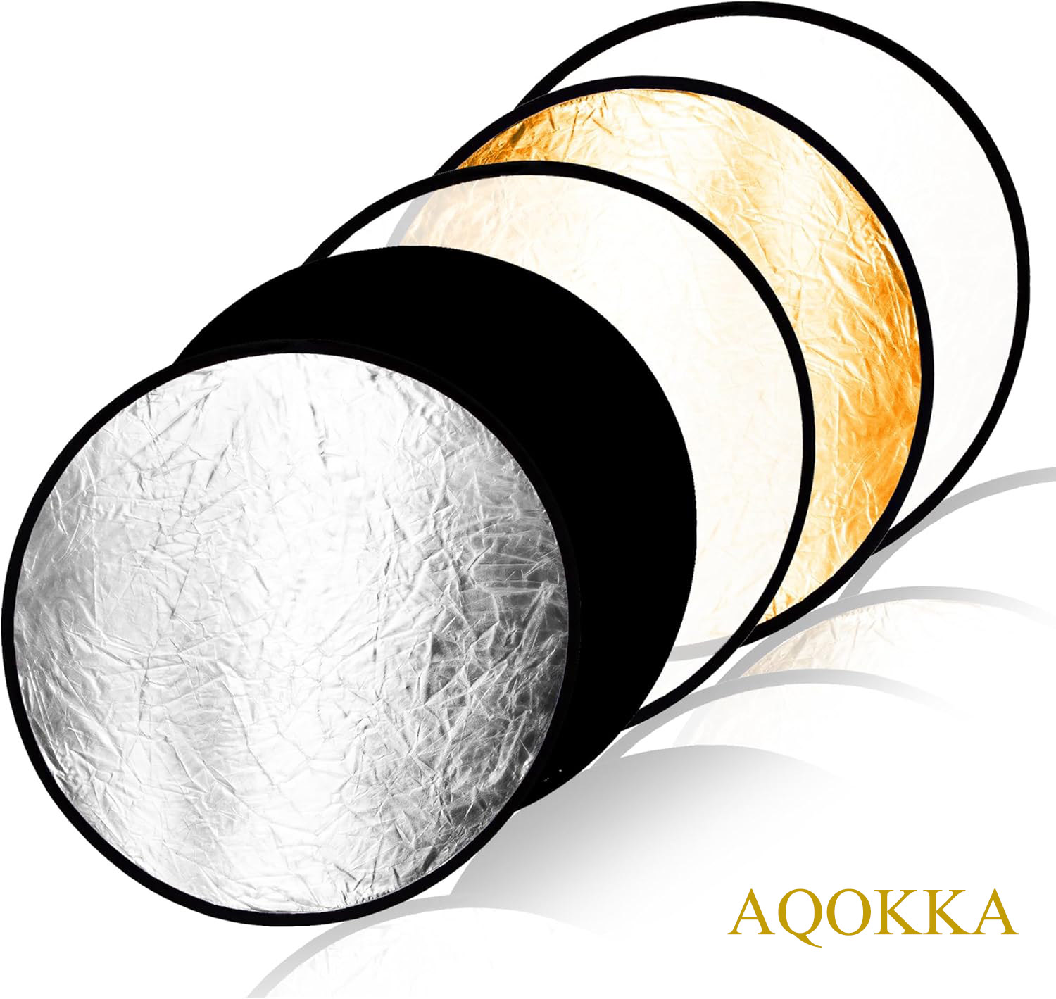 AQOKKA 31.5'' 80cm Photography Reflector Portable Shooting Reflected Light 5-in-1 Folding with Bag Photography Accessory for Studio or Outdoor, Translucent, Silver, Gold, White and Black