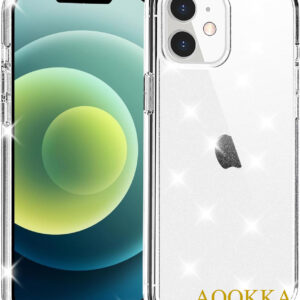 AQOKKA Phone Case Compatible with iPhone 12 Mini, Glitter Case Clear Sparkling Protective Bumper Cute Cover for Girls Women