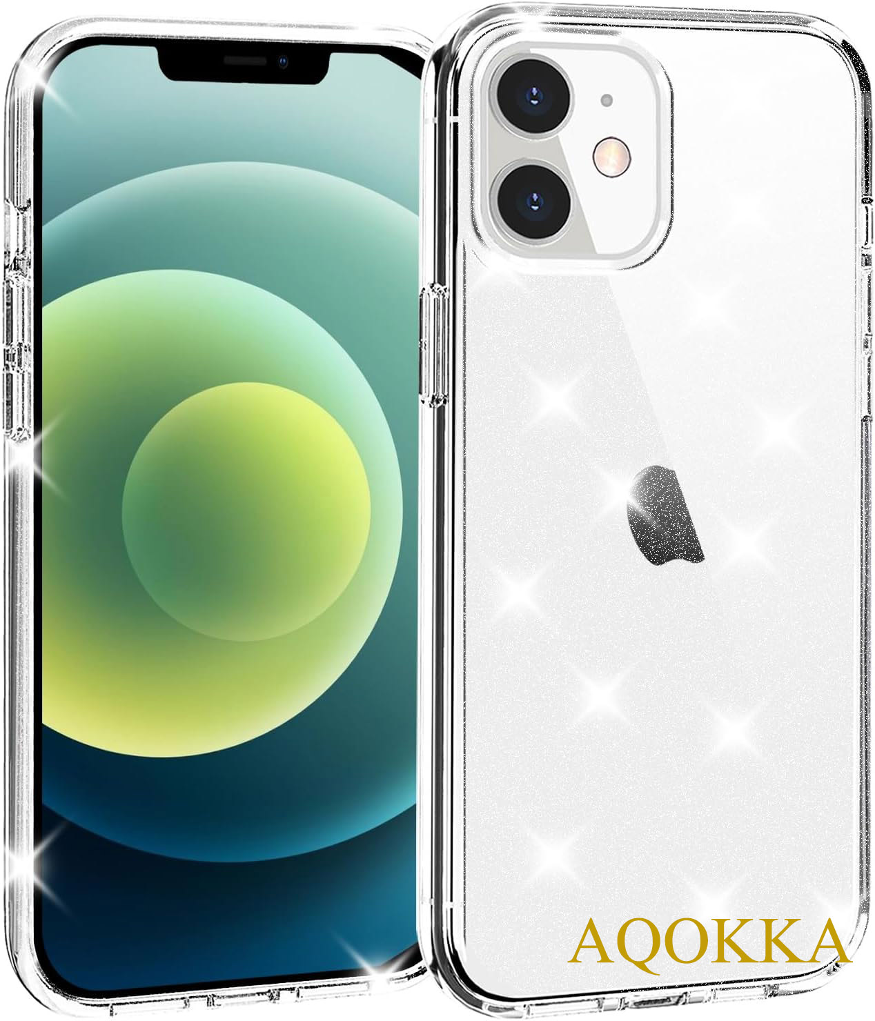 AQOKKA Phone Case Compatible with iPhone 12 Mini, Glitter Case Clear Sparkling Protective Bumper Cute Cover for Girls Women