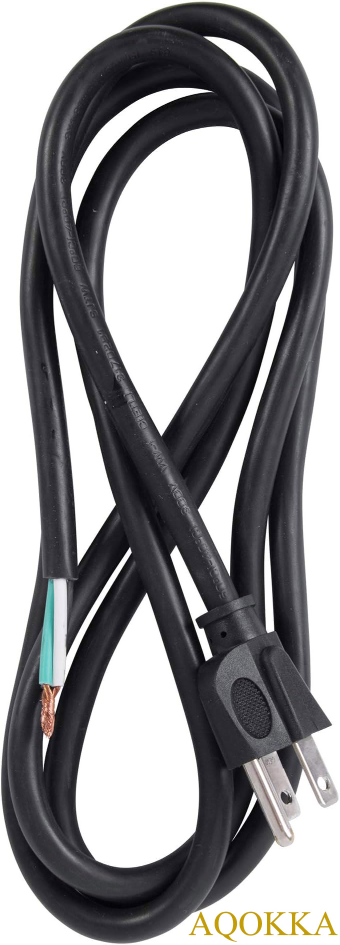 AQOKKA Inc PS913163 3-Wire Appliance and Power Tool Cord, 9 ft, 16 AWG, 13A/125V AC, 1625w , Black