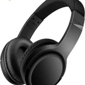 AQOKKA Wireless and Wired Headphones with Microphone, Bluetooth 5.3 Headphones, Folding Lightweight On-Ear Headphones for Smartphone Tablet Computer (Black)